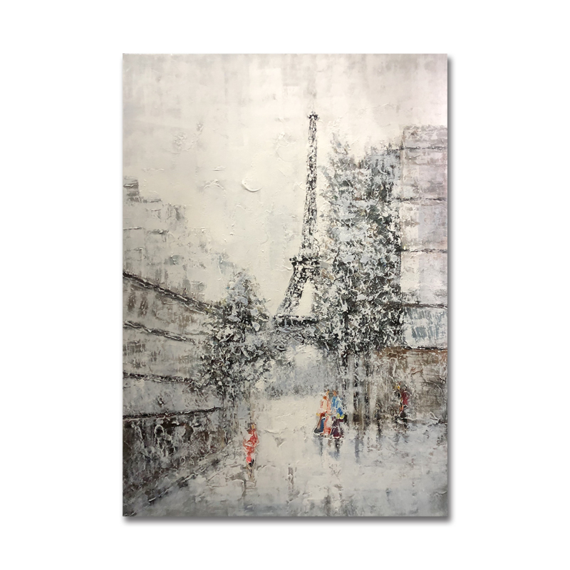 Νέο προϊόν ζωγραφισμένα στο χέρι έργο τέχνης σύγχρονη αφηρημένη στυλ τοίχο Eiffel τοπίο διακόσμηση ελαιογραφία